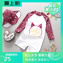 South Korea INS burst style girls swimsuit Children girl baby cute children sunscreen one-piece surf suit Bathing suit
