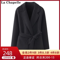 La Chapelle high-end double-sided cashmere coat female small man long spring and autumn bathrobe loose woolen coat
