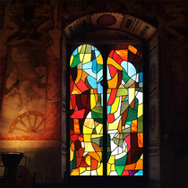 Church stained glass stickers do old vintage windows Translucent opaque anti-peep self-adhesive window paper film shading