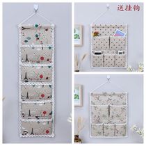 Net red fabric hanging bag Behind the door wall cotton and linen storage bag Wardrobe multi-layer finishing bag Student dormitory storage artifact