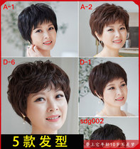 Female hair wig female quan tou tao mom is really hairnet fashion middle-aged girls curly short hair wig bangs