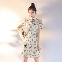  French cheongsam 2021 new short top womens summer small girl can wear improved dress daily