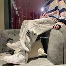 Spring and autumn High Street casual pants mens trend letter printing drawstring long pants ins wild sports tie pants