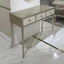 American light and luxurious shell solid wood dresser Bedroom Small family Type modern minimalist net red desk Princess make-up stool leather