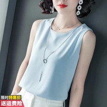Chiffon shirt ladies spring and summer 2021 New sleeveless jacket short sleeve bottoming temperament foreign fashion gown