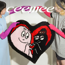 cemee green berries X Baba Dad working with small carpet ground mat Absorbent Adolescent Heart-shaped Bedroom Rental House INS