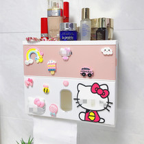Cartoon ktcat cute hand box toilet toilet tissue box storage non-punching roll paper waterproof shelf