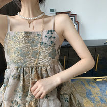 Fashion waist slim suspender skirt female Korean version of summer French retro small fragrance wind niche age reduction dress light ripe