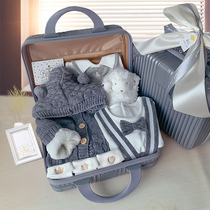 Baby gift box climbing suit baby dress padded knitted sweater autumn and winter warm full moon 100 days old