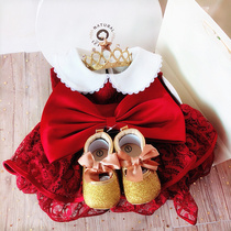 Spring and Autumn Baby Princess Dress Female Baby Skirt Cotton Dress Full Moon Hundred Days Banquet Birthday Gift Box