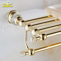 Tianyu European crystal towel rack double-layer gold-plated towel rack bathroom towel rack 80cm light luxury wind