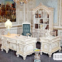 European desk office furniture solid wood carved computer desk bookcase bookcase bookchair luxury study large class desk boss desk