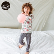 Nest Designs Baby Home clothing 2021 spring and summer new baby bamboo fiber long sleeved pajamas set