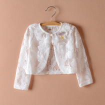 Hollow lace shawl outside with girl sunscreen cardigan thin female baby short summer holiday canthus beach coat