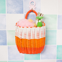 Plastic woven bathroom kitchen storage basket single small hanging basket cosmetic jewelry sundries hanging storage basket