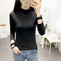 Base shirt T-shirt women long sleeve 2018 autumn and winter New black tight Joker solid color body shirt big round neck turtleneck T