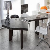 Light luxury modern desk special-shaped solid wood single desk computer desk simple boss desk designer workbench