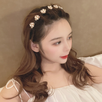 Lazy woven hair hoop female summer 2021 New Pearl woven hair hairclip bangs broken hair with tooth hair card headgear