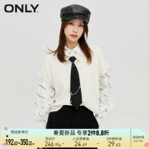 ONLY SPRING SUMMER NEW SHORT PARAGRAPH LOOSE Relaxed Temperament Lady Design Sensation Knitted Sweatshirt Woman