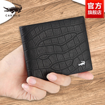 Crocodile wallet mens leather short money clip 2021 new youth head layer cowhide card student casual wallet