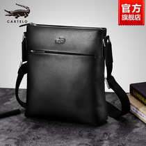Crocodile mens single shoulder bag slanted satchel casual minimalist Large capacity Backpack Business light lavish bag Bull Leather Briefcase