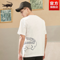 Crocodile T-Shirt Male Short Sleeve Pure Cotton High-end Mens Half Sleeve Blouse Loose Tide Card Brief 100 100 Lap 2021 New Thin
