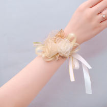 Wrist flower bridesmaid group sister group hand flower Korean golden champagne dried flower rose Bride wedding groom corsage