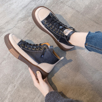 Super fire high-top shoes women 2021 Spring and Autumn new explosive Joker thick-soled sports ins Chaogang Wind Street shooting board shoes