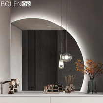 Net red smart mirror shaped semi-circular luminous makeup dressing table mirror wall-mounted bathroom mirror with light led bathroom mirror