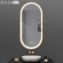Oval smart bathroom mirror toilet mirror wall drawing gold frame toilet makeup toilet mirror