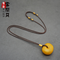 Hand woven jade ring sling Jade necklace rope Safety buckle Beeswax lanyard Mens and womens red rope