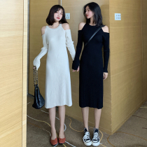 Temperament light ripening style dress womens autumn 2021 new sexy strapless undercut knitted medium-length skirt
