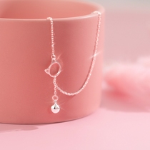 S925 silver anklet female cat bell will ring sound cute hipster Mori simple anklet female sexy