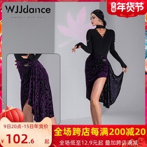 WJJdance Latin dance skirt women 2021 New ruffle burnt velvet national standard skirt practice winter