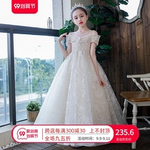 Girls high-end dress childrens princess skirt puffy gauze Flower Girl Wedding Girl host piano performance dress summer