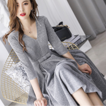 Grey Evening Gown female advanced feeling qi Luxurious and famous for high-end small crowdsourced banquets can be worn in normal times