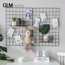 ins Wind grid photo wall shelf photo frame hanging wall free hole mesh red bedroom room layout iron frame decoration