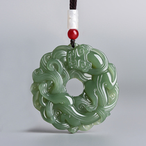 Hetian jade tide brave pendant mens luck necklace Jade jade pendant peace buckle jade label