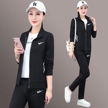 Official website leisure sportswear suit women spring and autumn 2021 New loose fashion sweater three-piece set
