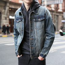 Denim jacket men spring and autumn trend versatile tops casual American vintage trend brand loose flying cargo jacket