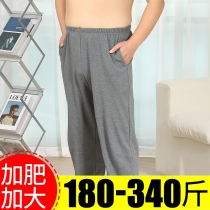 Add Fat Increase Mens Sleeping Pants Pure Cotton Spring Autumn Thin Loose Casual Long Pants Full Cotton Summer Big Code Home Pants Men