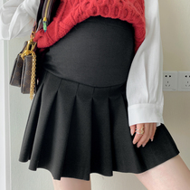 Autumn 2021 maternity dress new simple Korean version of loose foreign fashion fashion Joker pleated skirt skirt skirt