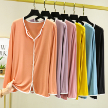 Womens Modal pajamas Spring and Autumn Thin Long Sleeve Home New Single Tops Can Be Worn In Summer Cotton Loungewear
