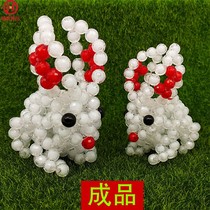 Beaded zodiac white big-eared rabbit New products factory direct sales handicrafts living room study ornaments finished products