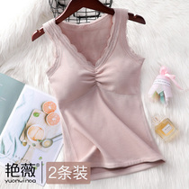 Autumn winter cotton warm vest female plus suede thickened inner wearing kan shoulder beating bottom with chest cushion womens underwear waistcoat waistcoat big code