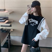 Pregnant women fake two long sleeve T-shirt women autumn 2021 New pregnant women loose long design sense coat tide