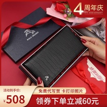  British Paul mens wallet 2020 new leather long soft sheepskin clip multi-card business crocodile pattern wallet