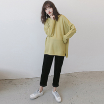 Pregnant women Autumn New pregnant women simple hooded sweater loose casual jacket top long sleeve T-shirt sweater