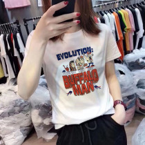 2021 New ins Tide Super Fire white short sleeve Korean loose pattern letter Joker cotton T-shirt