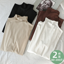 Autumn and winter black plus size half high collar base shirt female inner fat sister white modal belly covering high neck top